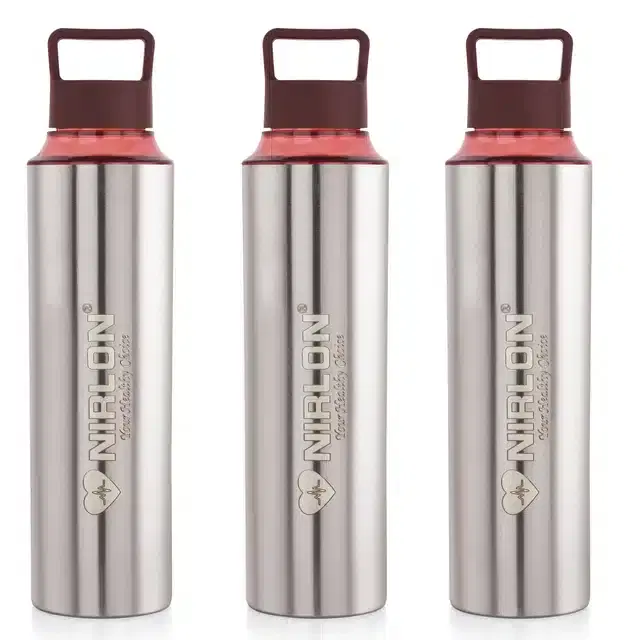 Stainless Steel Insulated Single Wall Water Bottle, Pack of 3, Silver, 900 ml