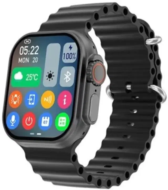 Rubber Strap T800 Smart Watch with Bluetooth Calling, Black
