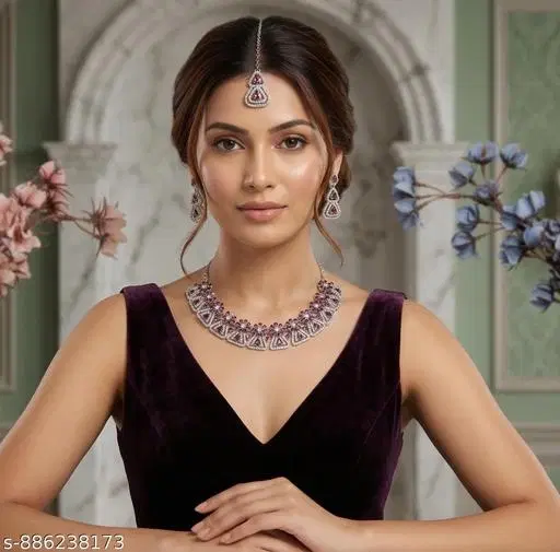 Rhodium Plated Timeless Jewellery, for Women (Purple, Free Size)