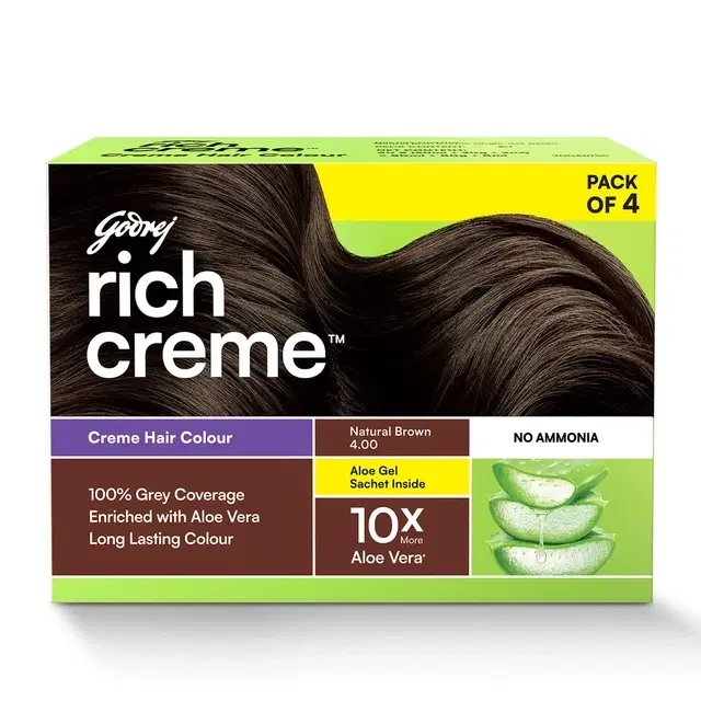 Godrej Expert Rich Crème Hair Colour For Women & Men – (Natural Brown Shade) (4.00) (Pack Of 4)