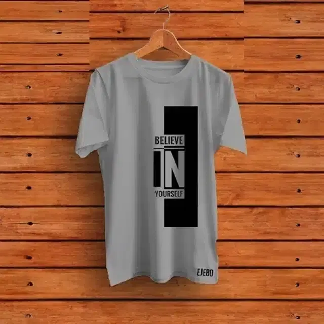 Round Neck Printed T-Shirt for Men, Grey (L)