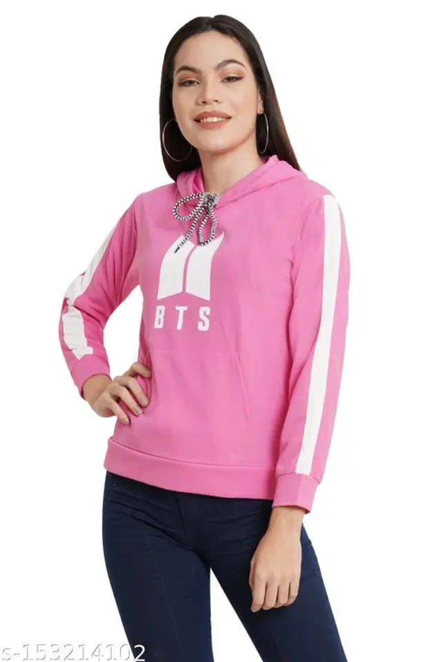 Polyester Hoodie for Women (Pink, S)