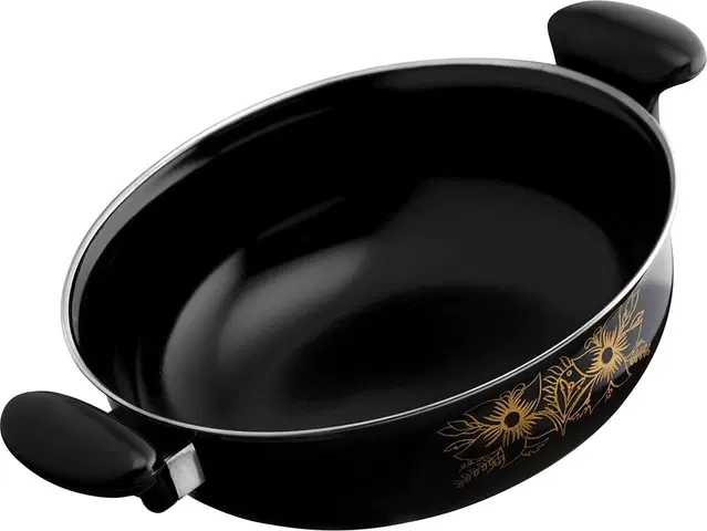 Cast Iron Kadai, Black & Silver, 28 cm