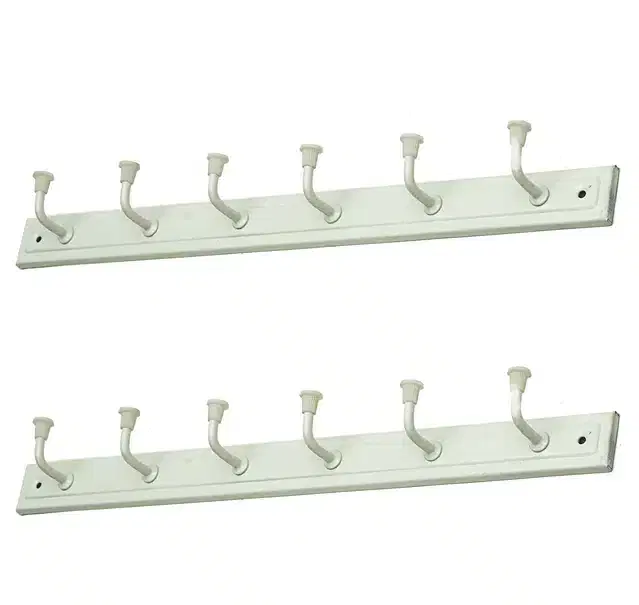 Metal Wall Hanger Hook for Clothes, Pack of 2, Silver, 18 Inches