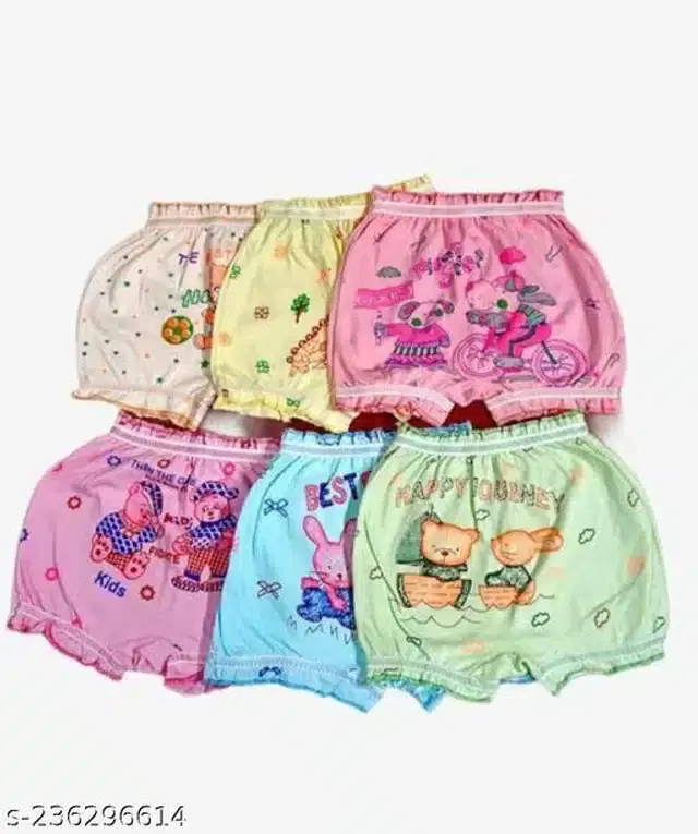 Cotton Innerwear Shorts for Kids, Pack of 6 (Multicolor, 0-3 Months)