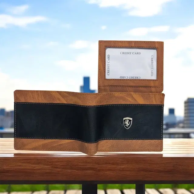 PU Leather Men's Wallet – Slim, Bifold Design with Card & Cash Compartments, Brown (Black)