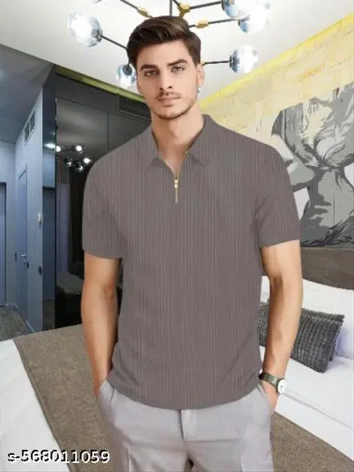 Cotton Blend Printed T-shirt For Men, Grey (M)