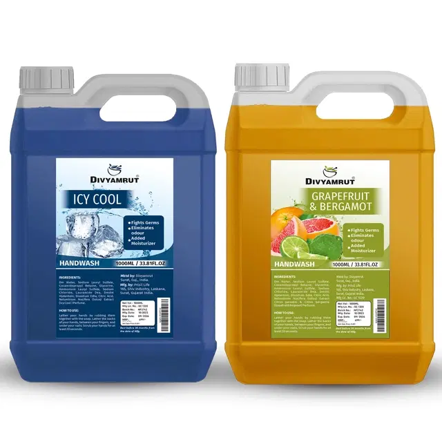 Divyamrut Icy Cool & Grapefruit Liquid Hand Wash, 1000 ml, Pack of 2