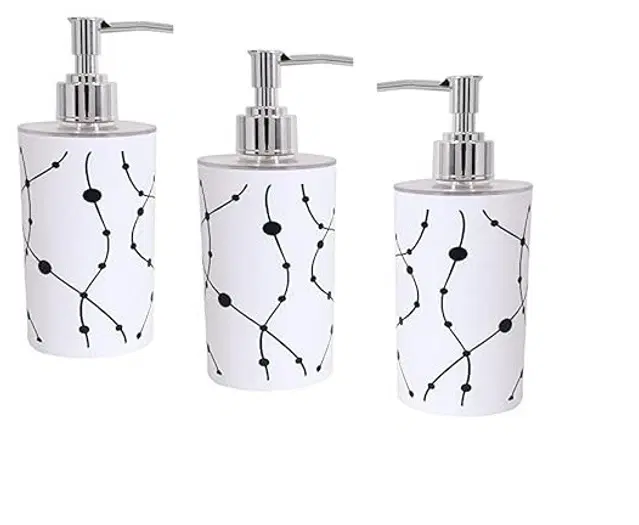 Plastic Long Lasting Liquid Soap Dispenser, White, 350 ml, Pack of 3