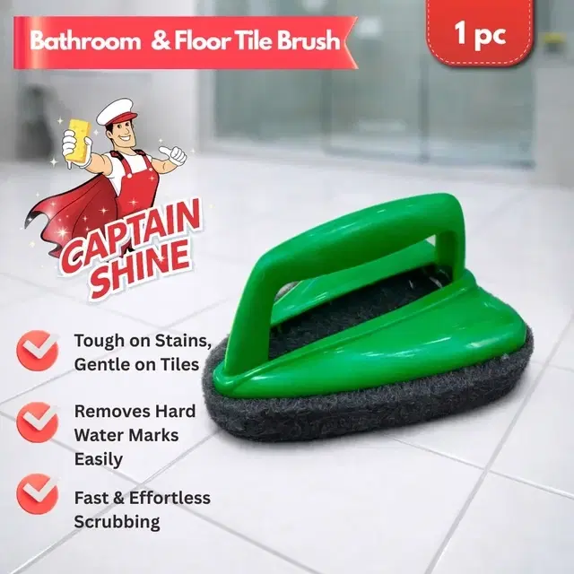 Captain Shine Bathroom Brush with abrasive scrubber for superior tile cleaning