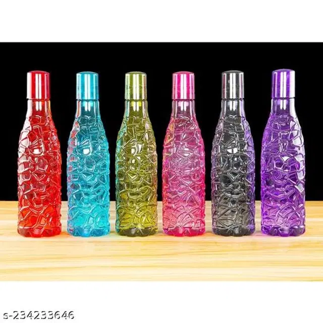 Plastic Water Bottles, Multicolor, 1000 ml, Pack of 6