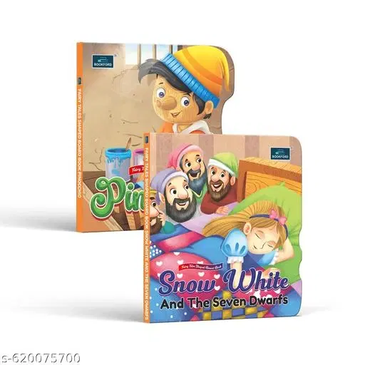 Fairy Tale Shaped Board Book – Set of 2: Pinocchio & Snow White and the Seven Dwarfs | Classic Moral Storybooks for Kids