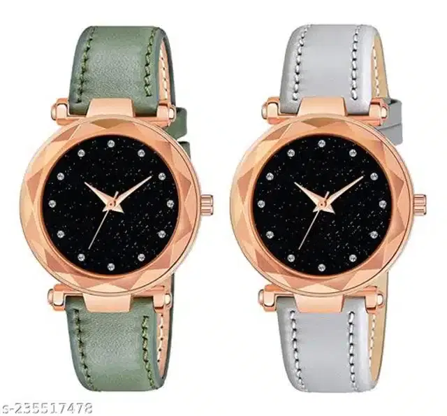 Analog Watch for Women, Pack of 2 (Multicolor)
