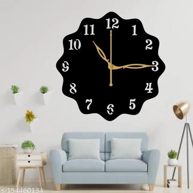 Wooden Wall Clock for Home, Black