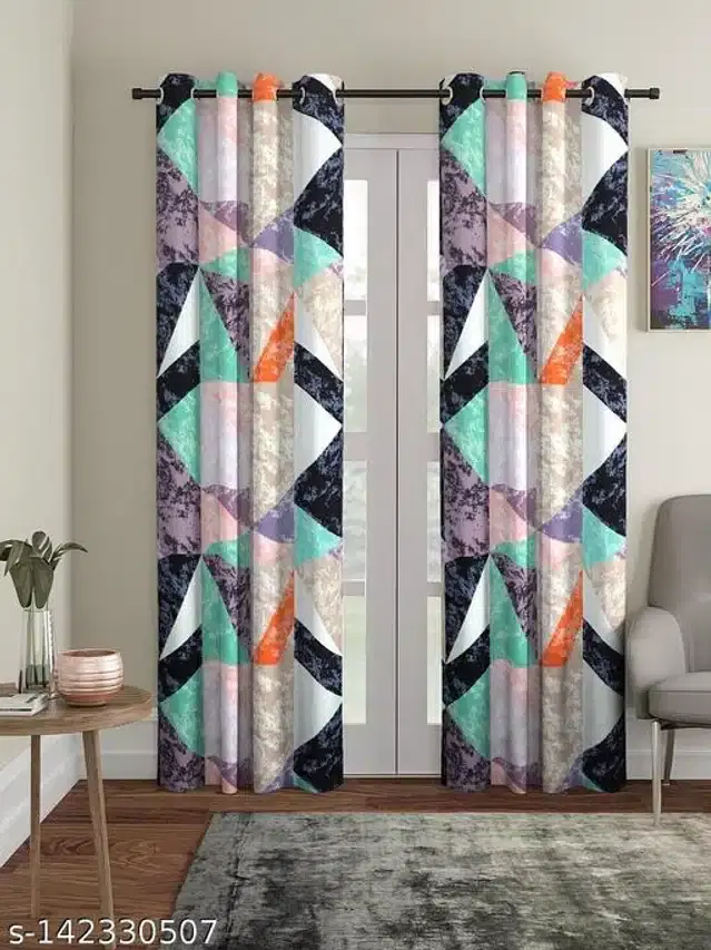 Polyester Window Curtain, Multicolor, 5 Feet, Pack of 2