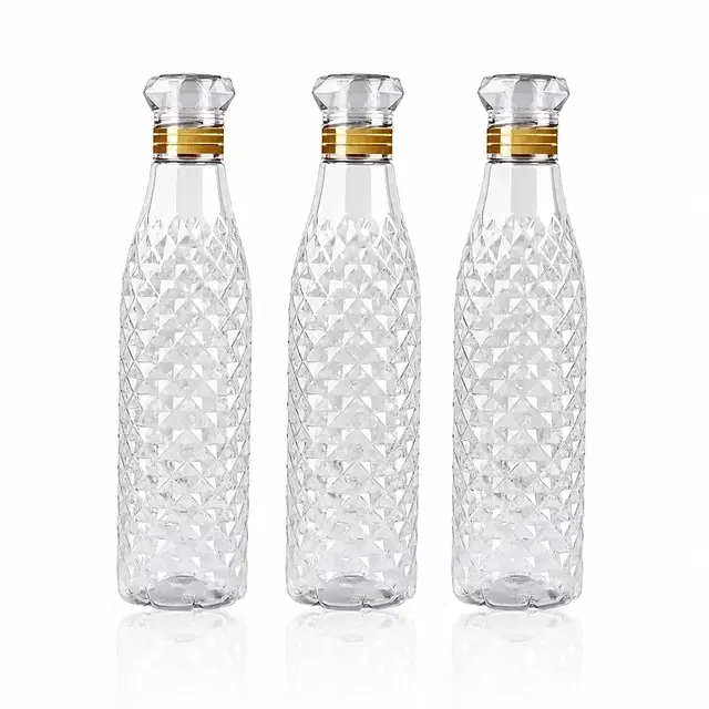 Plastic Water Bottles [1000 ml, Set of 3] [Transparent]
