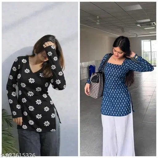 Kurti for Girls, Pack of 2 (Blue, XS)