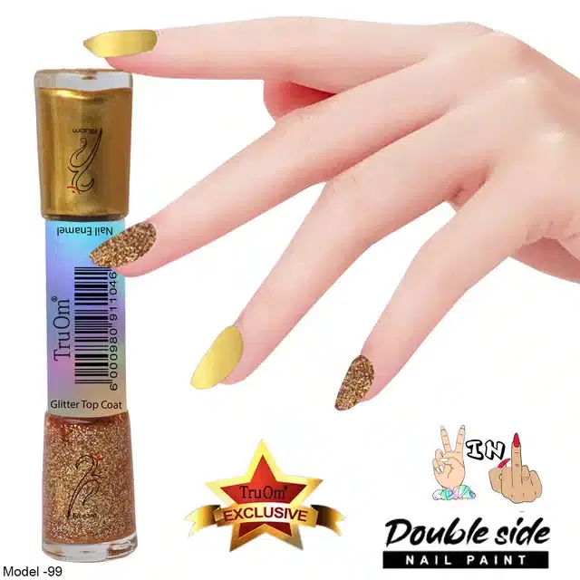 2 in 1 Glitter with Nail Polish, Multicolor