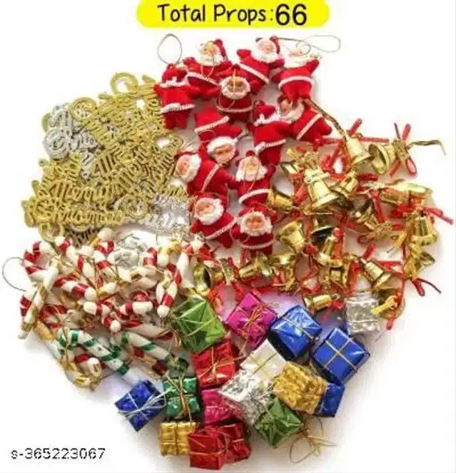 Christmas Tree Hanging Ornaments, Multicolor, Set or 66