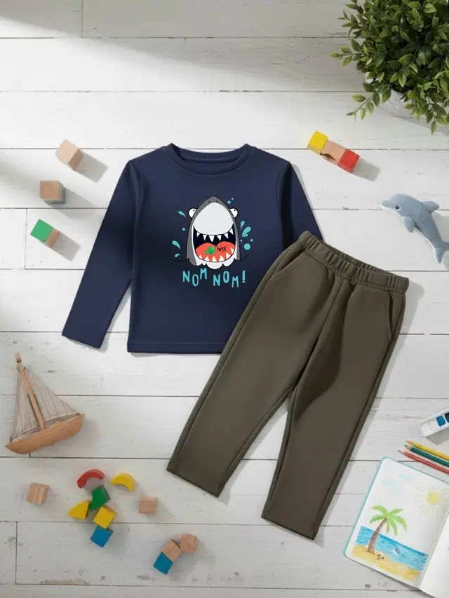 Cotton Solid Clothing Set For Boys, Multicolour (3-4 Years)