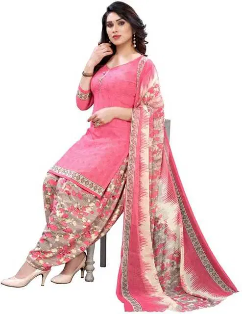 Yashika Unstitched Crepe Salwar Suit Material (Pink) (Y-387)