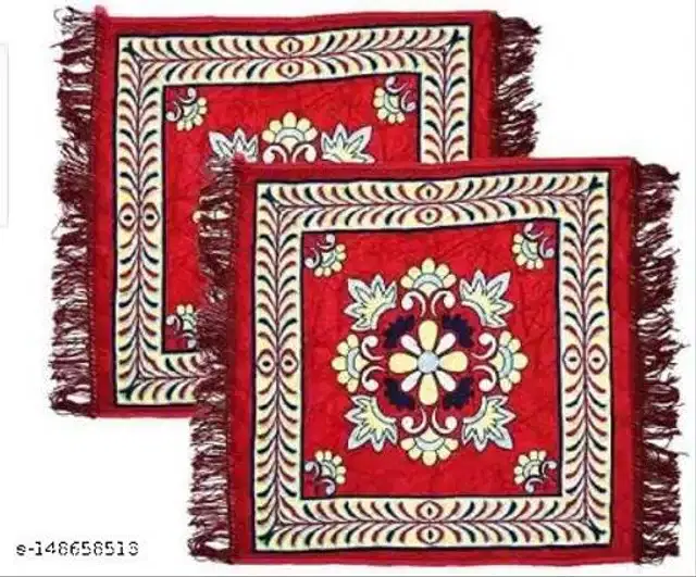 Velvet Pooja Mats for Home, Multicolor, Pack of 2