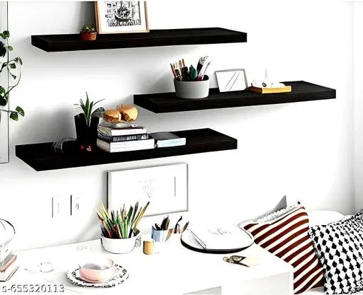 Wooden Triple Layer Wall Shelves For Home, Red