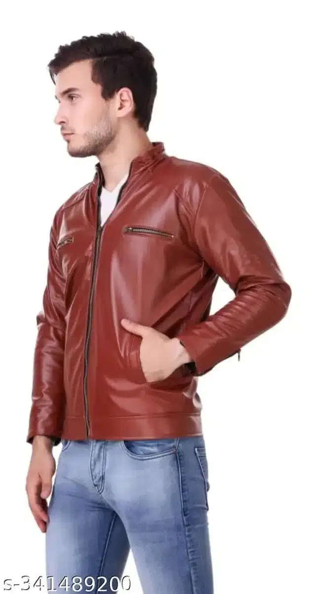 Synthetic Jacket for Men (Brown, M)