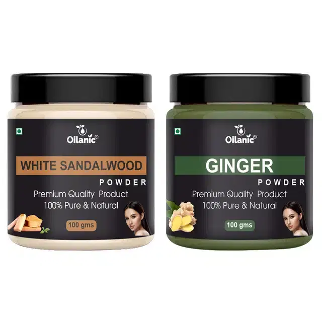 Natural White Sandalwood & Ginger Powder for Skin & Hair, Pack of 2, 100 g
