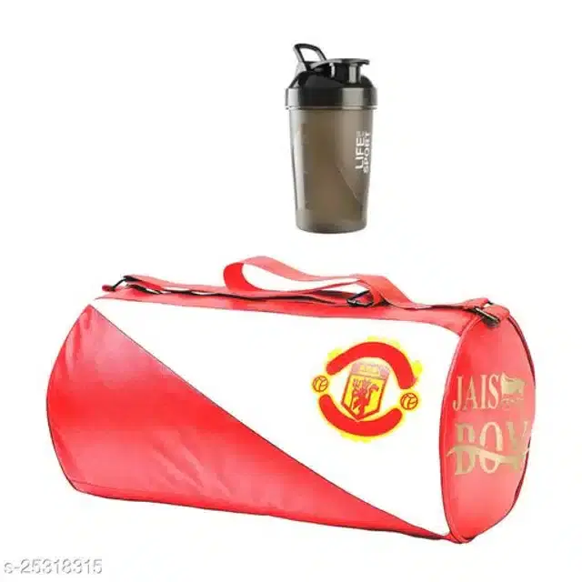 Combo of Gym Bag with Shaker Bottle, 600 ml, Multicolor, Set of 2