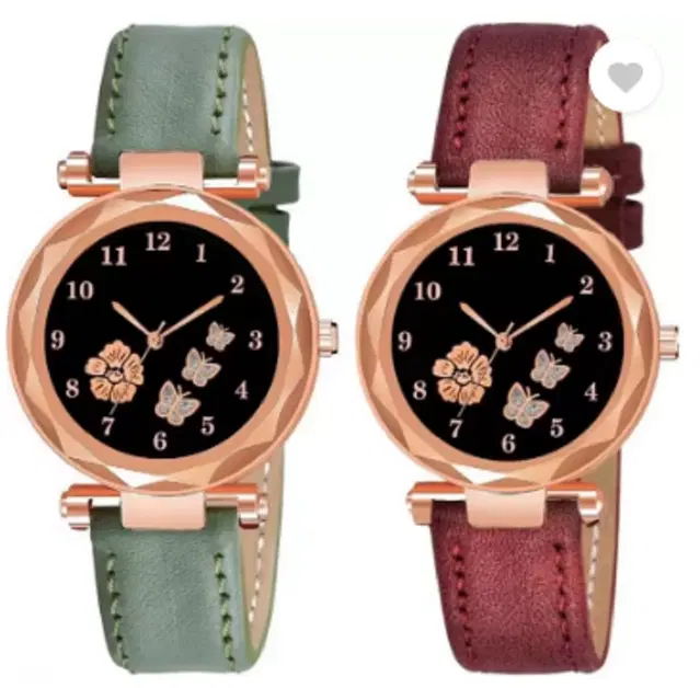 Analog Watch for Women & Girls, Pack of 2 (Multicolor)