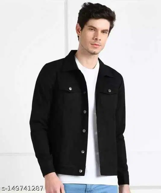 Heaven Fashion Fashionable Men Denim Jackets (Black, L) (HS-86)