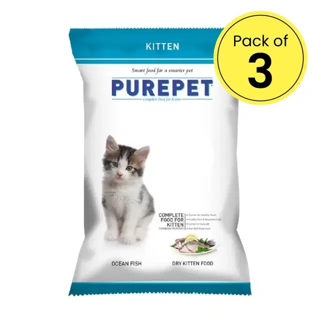 Purepet Ocean Fish Kitten Cat Food 3X30 g (Pack of 3)