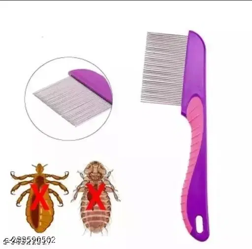 Long Handle Lice Comb with Stainless steel teeth for Head Lice, Nit & Egg Removal with Long Fine Metal Teeth Plastic Handle Brush- For Kids, Women & Men and Dog & Cat
