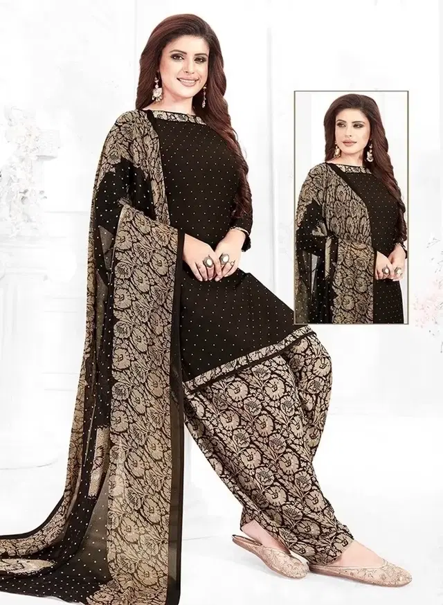 Crepe Unstitched Suit for Women (Brown, Free Size)