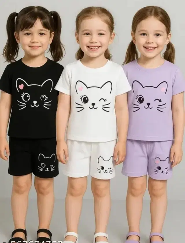 Cotton Blend Printed Clothing Set for Girls, Multicolour, Pack of 3 (0-6  Months)