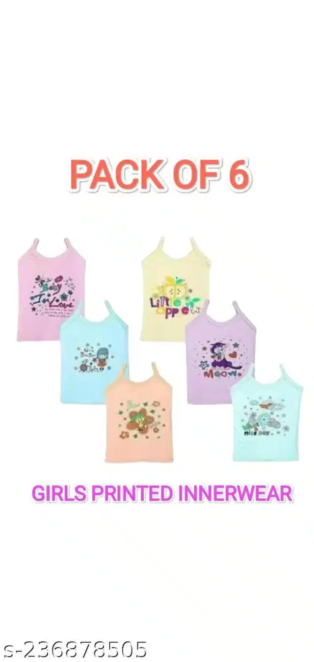 Cotton Vest for Kids, Pack of 6 (Multicolor, 0-3 Months)