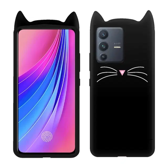 Rubber Mobile Back Cover for Vivo V23 5G (Black)