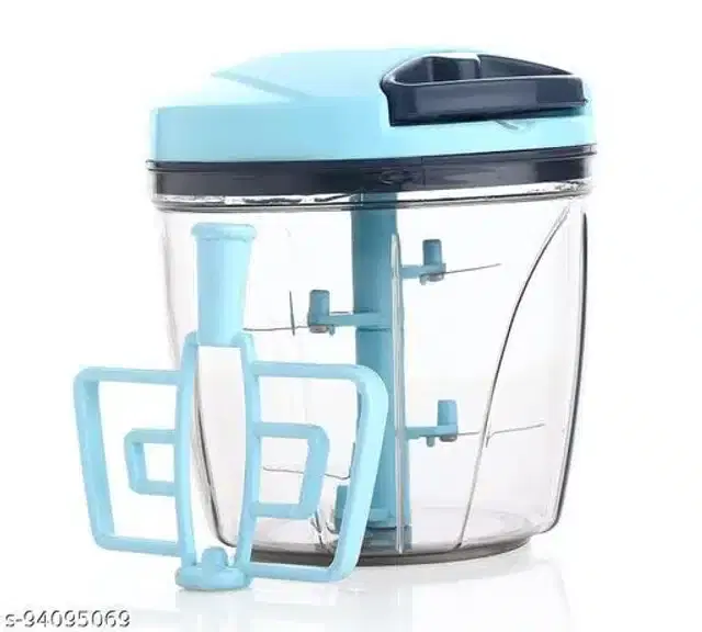 Plastic Manual Chopper, Sky Blue & Black, 950 ml