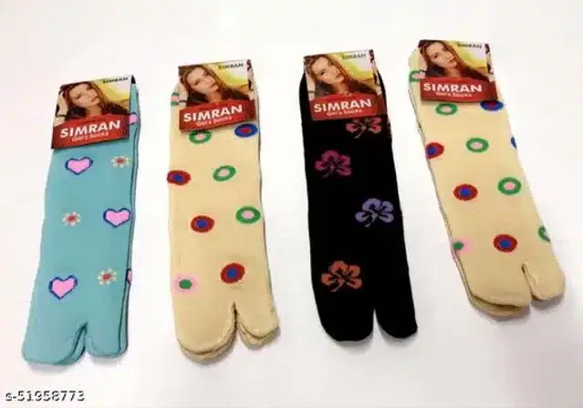 Wool Socks for Women, Set of 4 (Multicolor)