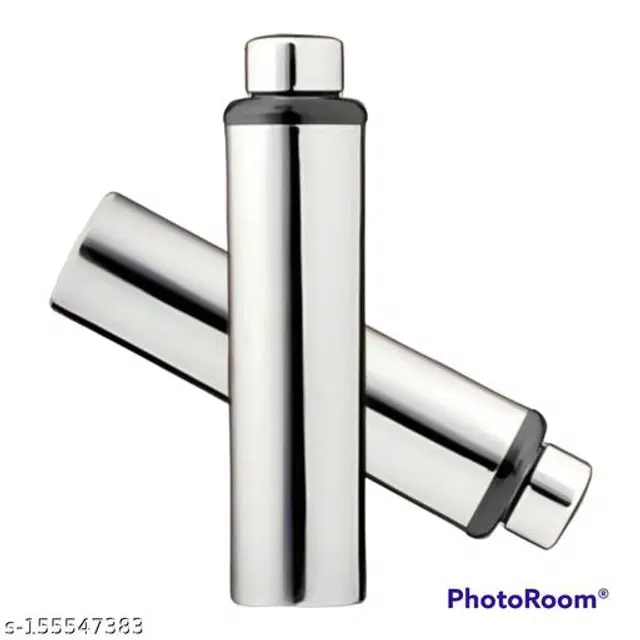 Stainless Steel Sports Water Bottles, Pack of 2, Silver, 1000 ml