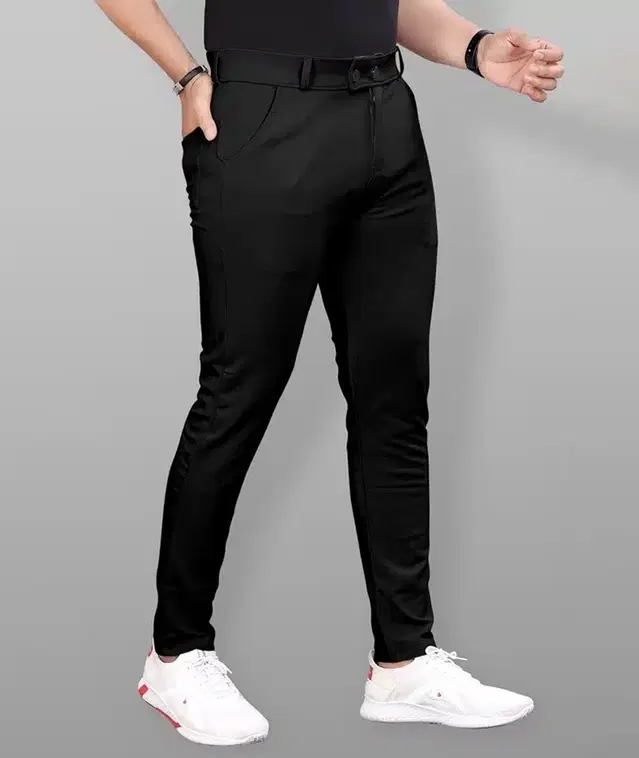 Lycra Blend Trouser for Men (Black, 28)