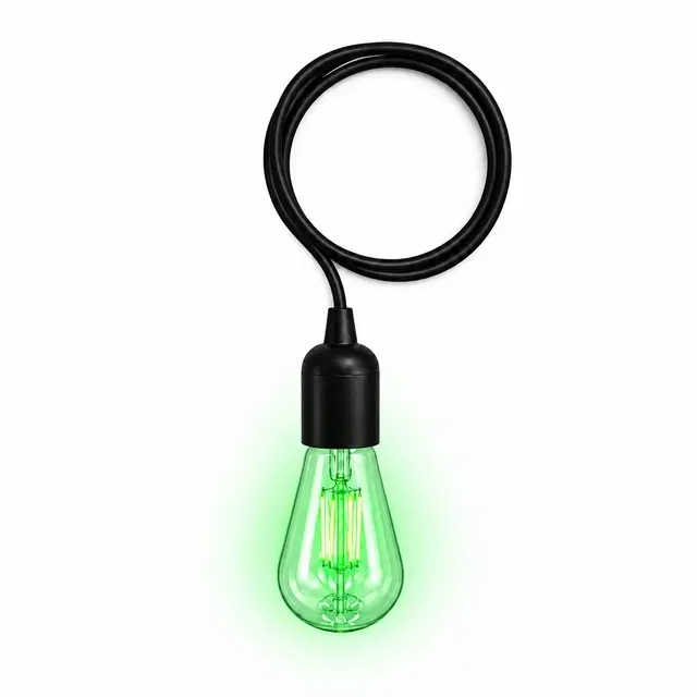 Energy Saving Filament E26 Base Light Bulb With Holder, Green