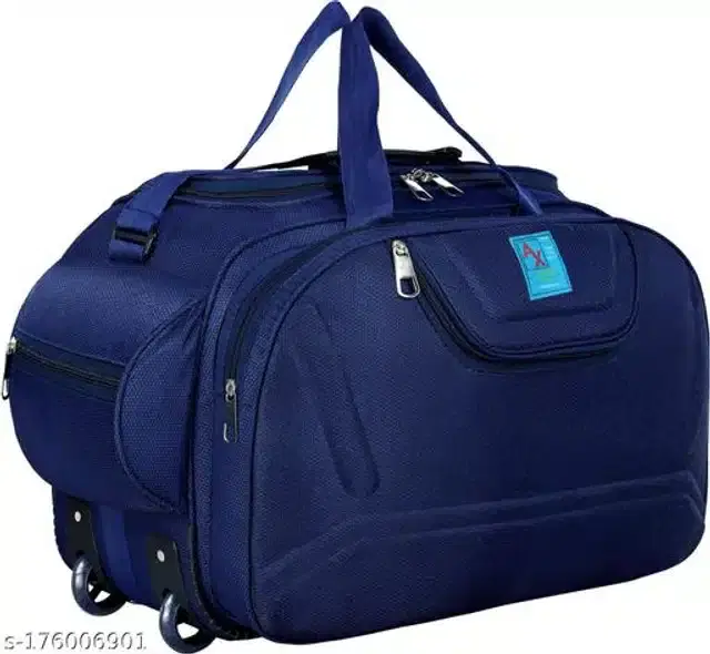 Polyester Trolley Duffel Bag for Men & Women, Navy Blue