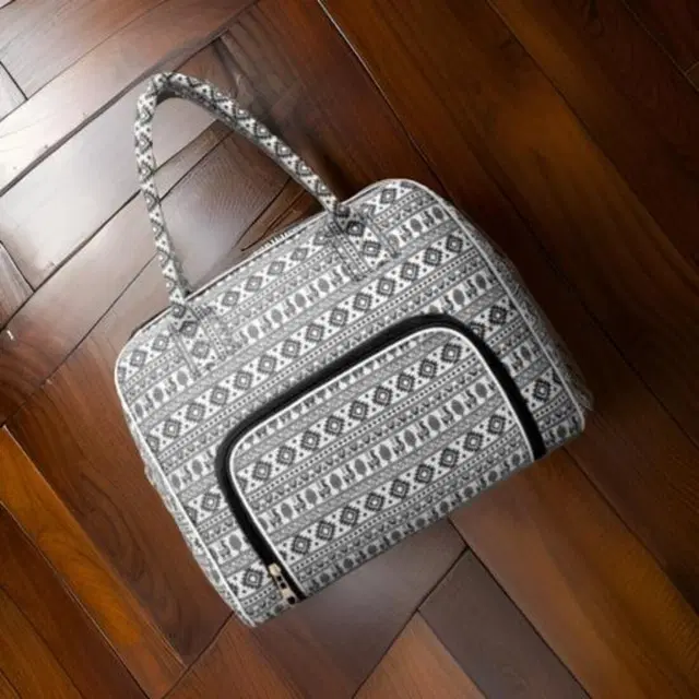 Canvas Printed Handbag for Women (Black)