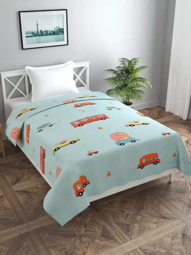 Printed Single Duvet Cover with Zipper, Multicolor, 60x90 Inches
