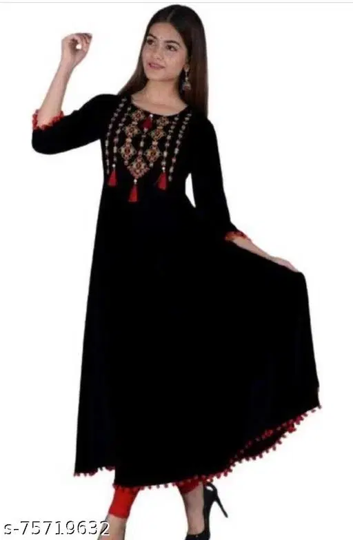 Aishani Graceful Kurtis, Black (L)