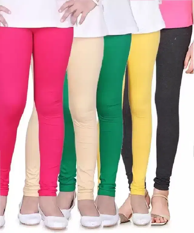 Solid Leggings Combo for Girls, Pack of 5 (Multicolor, 2-3 Years)