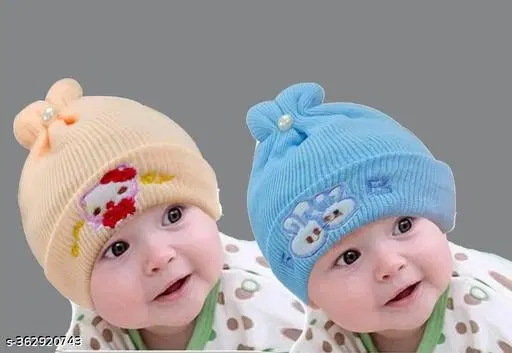 Printed Cap for Kids, Pack of 2 (Multicolor)