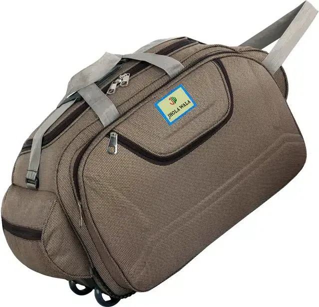 Nylon Traveling Luggage Bag with Wheels, Brown,60 L